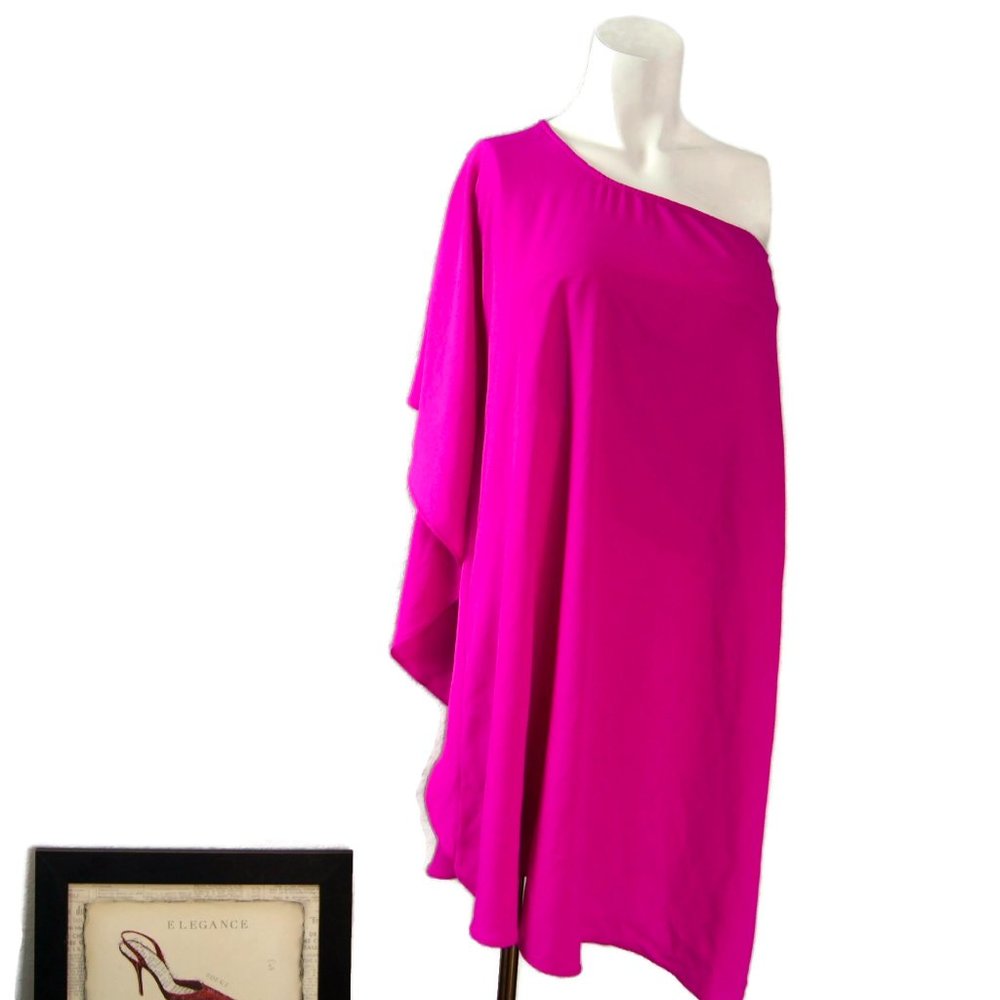 Ariella One Shoulder Pink Dress Batwing Sleeve Made in USA